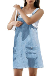 YUENIU Women's Corduroy Short Skirt Overalls Dress Adjustable Straps A Line Cute Pinafore Jumper Cotton with Pockets