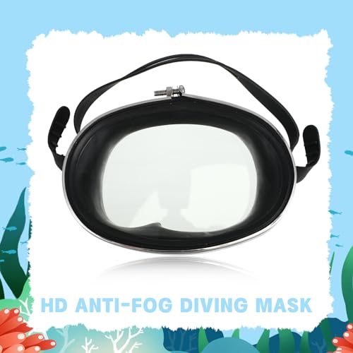 Fabbay 2 Pcs Black Oval Shape Diving Mask Scuba Diving Goggles Tempered Glass Lens Snorkeling Diving Goggles Oval Single Lens Swimming Mask for Adults