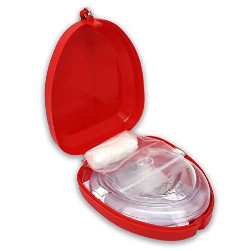 EverOne CPR Rescue Mask, Adult/Child Pocket Resuscitator, Hard Case with Wrist Strap + Gloves & Wipes