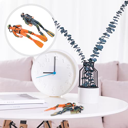 Diver with Hose Scuba Steve Toy Squid Fish Tank Action Figure Divers: 2PCS Scale Model Sea Animals Scuba Diver Toy Swimmers Diver Figures