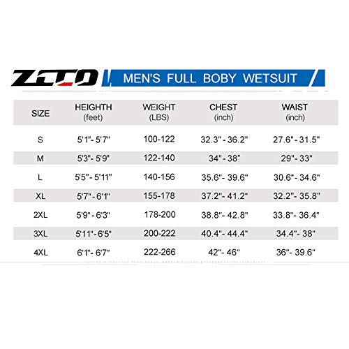 ZCCO Ultra Stretch 3mm Neoprene Wetsuit, Back Zip Full Body Diving Suit, one Piece for Men-Snorkeling, Scuba Diving Swimming, Surfing