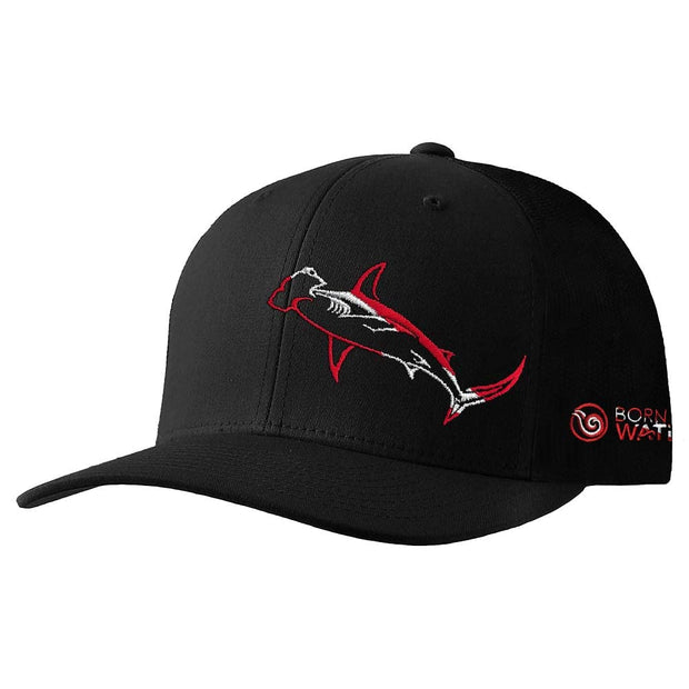 Hammerhead Shark Hat: Scuba Diving Fitted Cap - Black - L/XL