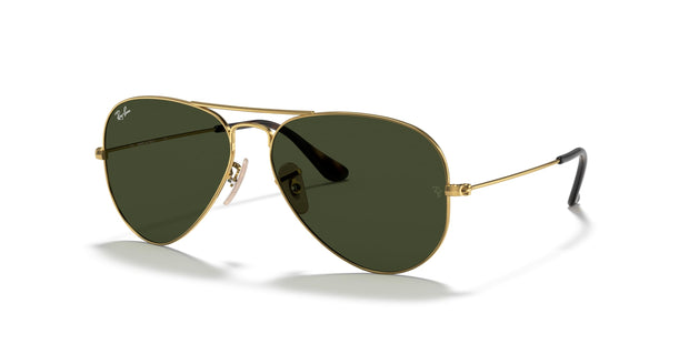 Ray-Ban Classic Aviator Sunglasses, Gold on Black/Green