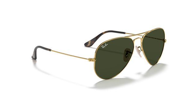 Ray-Ban Classic Aviator Sunglasses, Gold on Black/Green