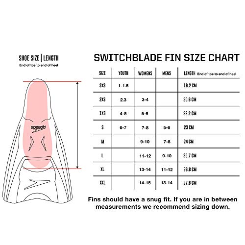 Speedo unisex adult Swim Training Switchblade Fin, Black/Red, XL - Men ...