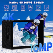 ACProPlus Action Camera 4K 30FPS Sports Camera, 170° Wide-Angle 30M Waterproof Underwater Camera with 2.4G Remote Control, Built-in WiFi, 2 Batteries, 32G SD Card and Helmet Mount Accessories Kits