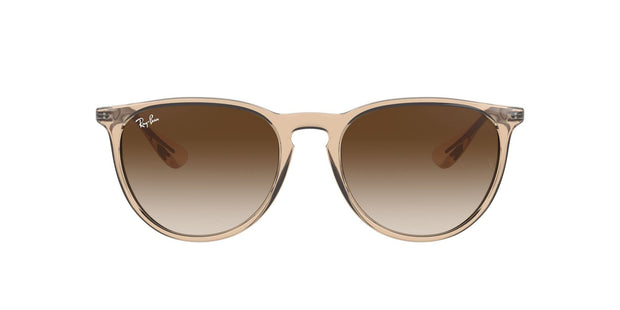 Ray-Ban Erika Round Sunglasses, Transparent Light Brown/Brown Gradient Dark Brown