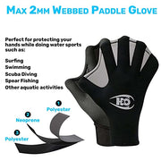 H2ODYSSEY Max 2mm Webbed Paddle Glove - Swimming Gloves for Multipurpose Use (X-Large)