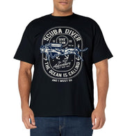 Vintage Retro Diver Distressed Scuba Diving T-Shirt