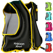 Khroom Inflatable Snorkel Vest Adults and Teenagers | 60"-75" / 90 lbs-240 lbs | Weighs only 400 Grams | Buoyancy Jacket for Snorkeling and SUP - Snorkel Jacket, Buoyancy Aid, Buoyancy Vest (Black)