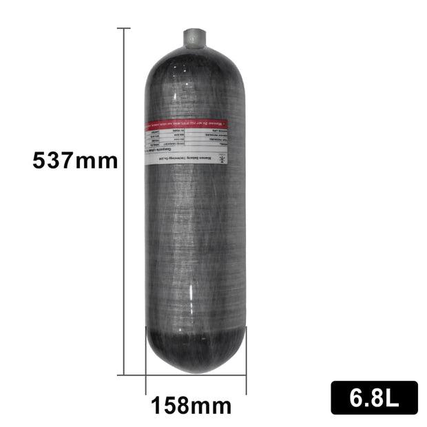 TUXING 6.8L Carbon Fiber HPA Tank, 4500Psi PCP Air Tank Gas Cylinder Scuba Diving Tank for PCP Air Gun Paintball Charging Tank Valve Gauge Filling Station