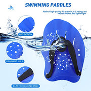 HacoFlash Swim Paddles for Lap Swimming, HacoFlash Swim Training Hand Paddles with Adjustable Straps, Swimming Equipment for Women Men Children (1 Pair, Blue)