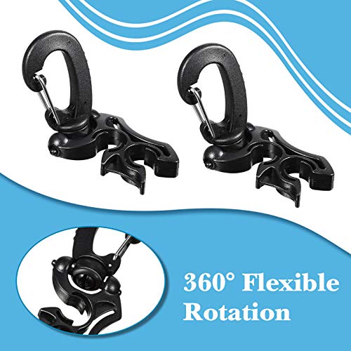 Weewooday 3 Pieces Diving Hose Holder Clip Diving Double BCD Hose Clip with Snap Hook Buckle for Dive Snorkeling Accessories