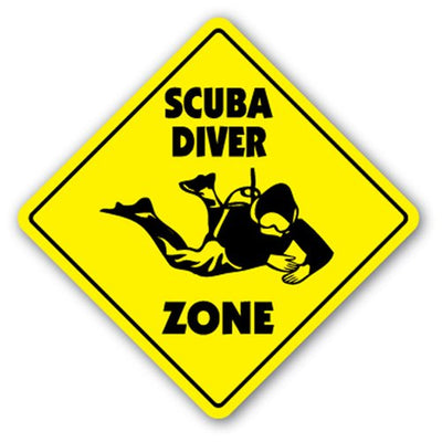 SignJoker] Scuba Diver Zone Sign xing Gift Novelty Aqualung Diving Coral Reef Tropical Wall Plaque Decoration