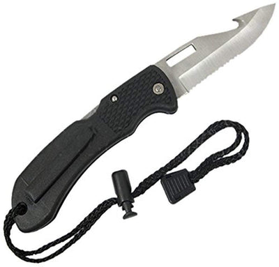 Scuba Choice Foldable Low Volume Black Stainless Steel Point Tip BCD Knife