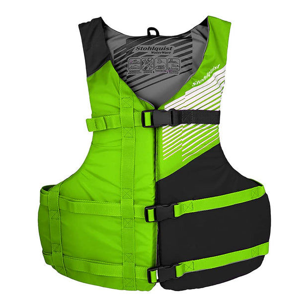 Stohlquist Fit Youth/Adult Life Jacket - High Mobility PFD Life Vest - Coast Guard Approved, Lightweight Buoyancy Foam, Fully Adjustable | Unisex, 75-125 lb, Green/Black