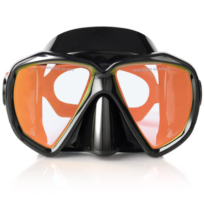 Snorkel Diving Mask, Panoramic HD Swim Mask, Anti-Fog Scuba Diving Goggles, Silicone Skirt Tempered Glass Dive Mask Adult Youth Swim Goggles with Nose Cover for Diving, Snorkeling
