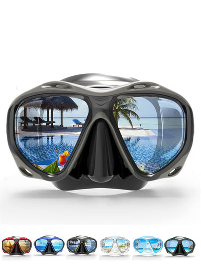 COPOZZ Scuba Mask, No Fogging Snorkeling Scuba Dive Glasses, Great Seal Free Diving Tempered Glass Mask Goggles (Black)