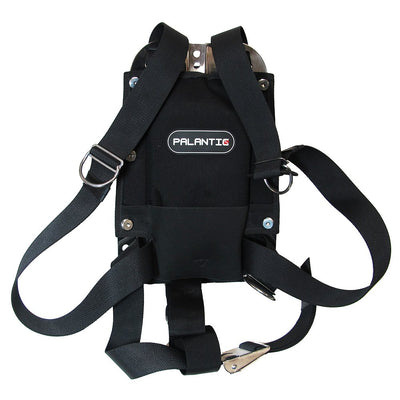 Palantic Techical Diving Stainless Steel Backplate with Harness System and Pad with 8 Bookscrews,Black