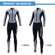 CtriLady Wetsuit, Women 2mm Neoprene Full Wetsuit, Long Sleeve Diving Suits with Front Zipper UV Protection Full Body Swimwear for Swimming Diving Surfing Kayaking Snorkeling(M,2mm Gray)