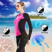 COPOZZ Diving Skin, Men Women Youth Thin Wetsuit Rash Guard- Full Body UV Protection - for Diving Snorkeling Surfing Spearfishing Sport Skin (Black/Hot Pink, Large-Tall for Women)