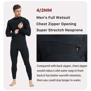 Lemorecn Men’s Wetsuit 4/3mm Chest Zip Full Wetsuit * * Up to 4XL * *