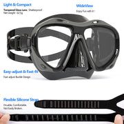 COPOZZ Scuba Mask, No Fogging Snorkeling Scuba Dive Glasses, Great Seal Free Diving Tempered Glass Mask Goggles (Black)