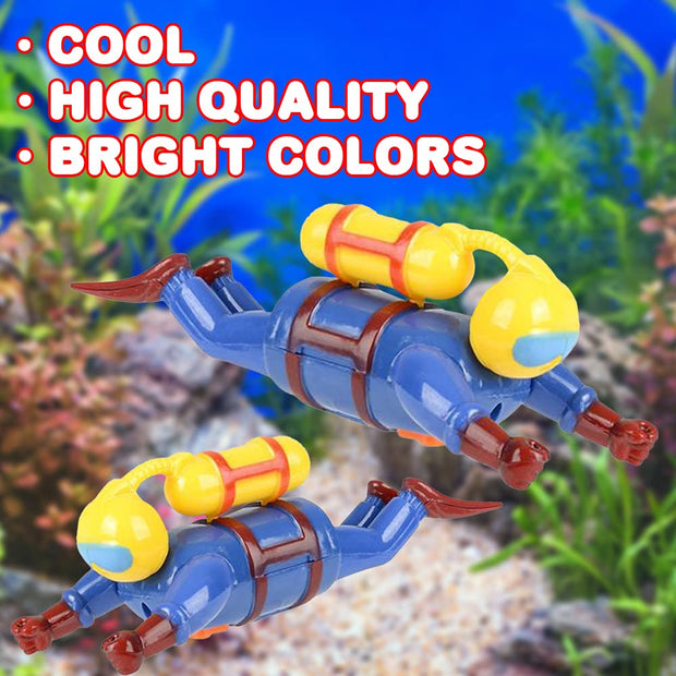 ArtCreativity Wind Up Scuba Diver Toys for Kids, Set of 2, Swimming Water Toys, Fun Bathtub Toys for Kids, Underwater Party Favors for Boys and Girls, Unique Goodie Bag Fillers