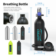 CHIKADIV Scuba Diving Tank Equipment,Mini Scuba Cylinder with 15-20 Minutes Scuba Tank Portable Diving Gear for Underwater Diving Breathe Training Upgraded C400A