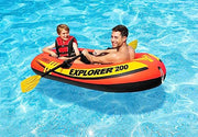 INTEX 58331EP Explorer 200 Inflatable Boat Set: Includes Deluxe Aluminum Oars and Mini Hand-Pump – Dual Air Chambers – Grab Rope – 2-Person – 210lb Weight Capacity