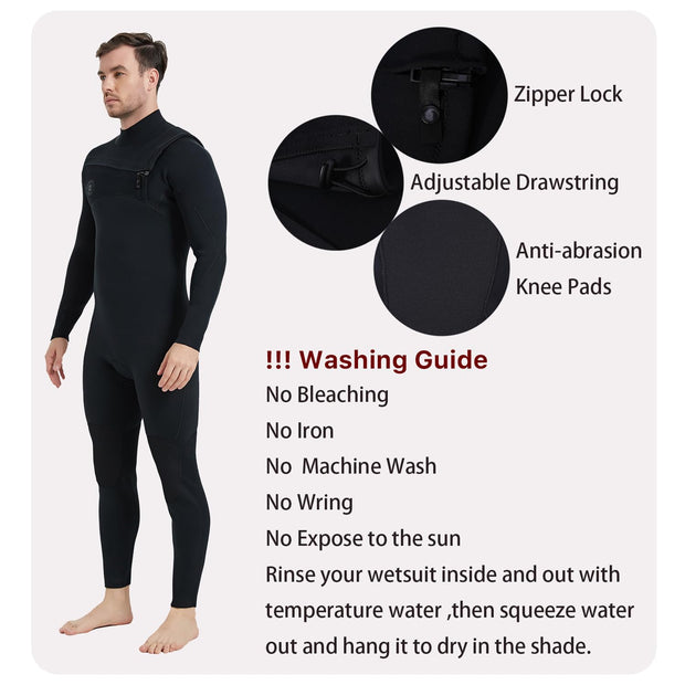 Lemorecn Men’s Wetsuit 4/3mm Chest Zip Full Wetsuit * * Up to 4XL * *