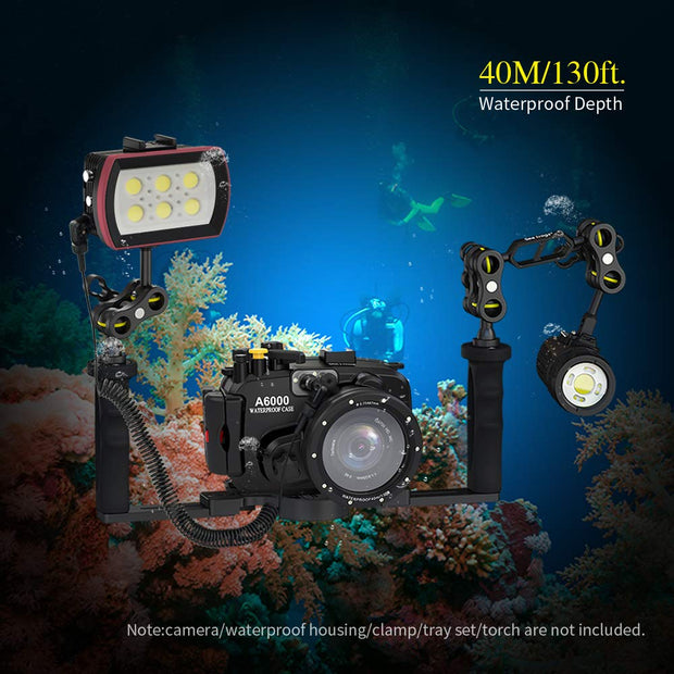 Seafrogs Diving Video Light Waterproof 130FT/40M White Red Blue Light Underwater Photography Fill Lights High Power 6000 Lumens Flash Light with Ball Head YS Adapter for Gopro, Housing (SL-22)