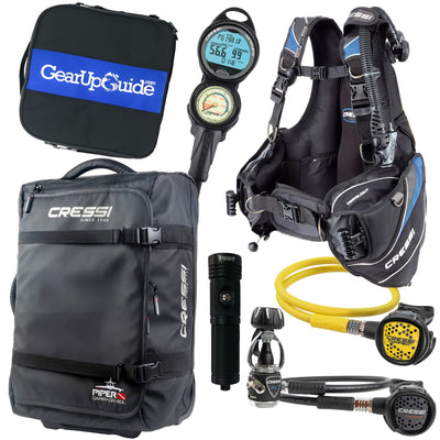 Cressi Travelight Gear Up Scuba Package, Blue, L