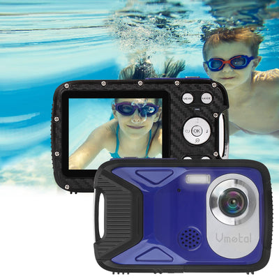 Waterproof Camera Underwater, Vmotal Full HD 1080P Waterproof Digital Camera 2.8" LCD 21MP Rechargeable Point and Shoot Cameras Underwater Camera for Snorkeling (Blue)