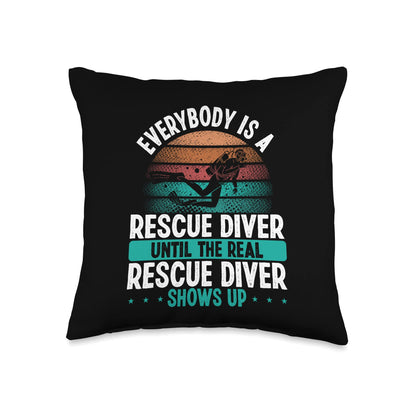 Scuba Certified Rescue Diver Flag Diving Buddy Scuba Diving Instructor First Aid Funny Rescue Diver Throw Pillow, 16x16, Multicolor