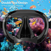 COPOZZ Scuba Mask, No Fogging Snorkeling Scuba Dive Glasses, Great Seal Free Diving Tempered Glass Mask Goggles (Black)