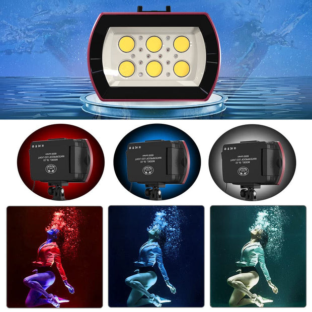 Seafrogs Diving Video Light Waterproof 130FT/40M White Red Blue Light Underwater Photography Fill Lights High Power 6000 Lumens Flash Light with Ball Head YS Adapter for Gopro, Housing (SL-22)