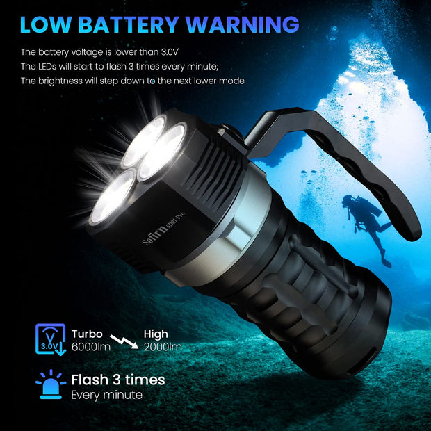 sofirn 10000 Lumen Scuba Diving Flashlight SD01 Pro Super Bright Waterproof Dive Light with Magnetic Control Switch