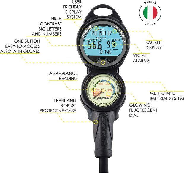 Cressi Donatello Console 2 Scuba Instrument Package w/GupG Regulator Bag