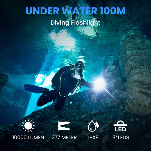 sofirn 10000 Lumen Scuba Diving Flashlight SD01 Pro Super Bright Waterproof Dive Light with Magnetic Control Switch