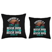 Scuba Certified Rescue Diver Flag Diving Buddy Scuba Diving Instructor First Aid Funny Rescue Diver Throw Pillow, 16x16, Multicolor