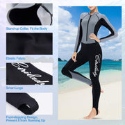 CtriLady Wetsuit, Women 2mm Neoprene Full Wetsuit, Long Sleeve Diving Suits with Front Zipper UV Protection Full Body Swimwear for Swimming Diving Surfing Kayaking Snorkeling(M,2mm Gray)