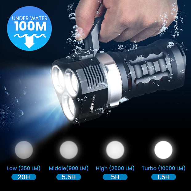 sofirn 10000 Lumen Scuba Diving Flashlight SD01 Pro Super Bright Waterproof Dive Light with Magnetic Control Switch