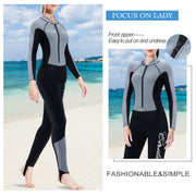 CtriLady Wetsuit, Women 2mm Neoprene Full Wetsuit, Long Sleeve Diving Suits with Front Zipper UV Protection Full Body Swimwear for Swimming Diving Surfing Kayaking Snorkeling(M,2mm Gray)