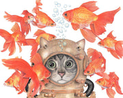 Scuba Cat, 8x10, Fine Art Print by Wendy Hogue Berry