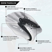 Contour Swim Paddles Hand, Swim Training Hand Paddles with Adjustable Straps, Swimming Hand Paddles for Women and Men