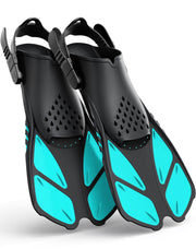 Greatever Snorkel Fins Adjustable Buckles Open Heel Swim Flippers Travel Size Short Swim Fins for Snorkeling Diving Swimming Adult Men Womens