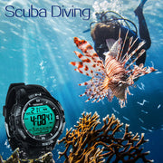 TEKMAGIC Digital Watch 100m Underwater Waterproof for Swimming Diving with Stopwatch, 12/24 Hour Format, Dual Time Zone, Alarm Functions