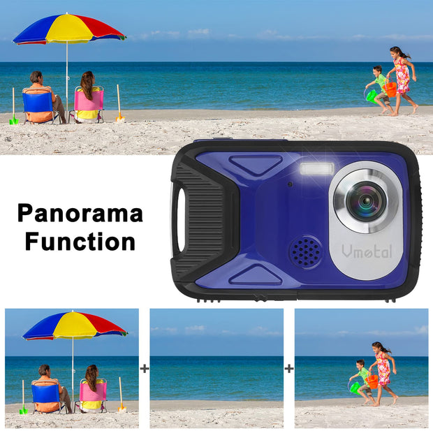 Waterproof Camera Underwater, Vmotal Full HD 1080P Waterproof Digital Camera 2.8" LCD 21MP Rechargeable Point and Shoot Cameras Underwater Camera for Snorkeling (Blue)