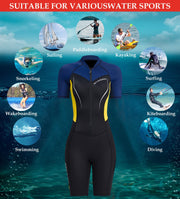 Women’s Wetsuits Shorty Zipper Diving Suit 1.5mm UV Protection Wetsuit Neoprene Dive Skin Swimwear One Piece Keep Warm Swimsuit M